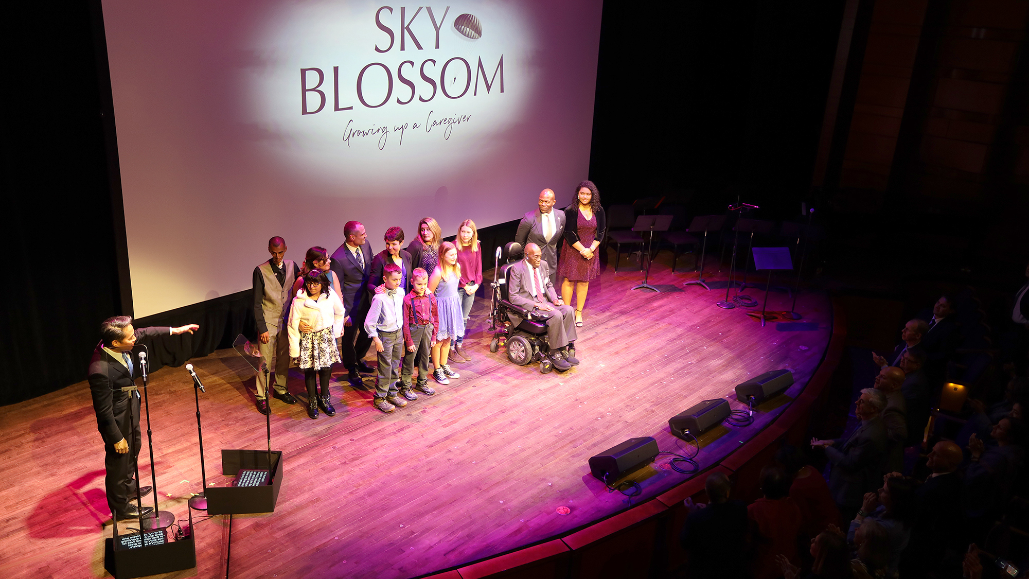 Director Richard Lui introduces the cast families at the Sky Blossom Kennedy Center first cut event in Nov. 2019. VINO WONG/SKY BLOSSOM FILMS